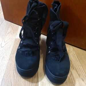 J Slides Black Lace-Up Boots